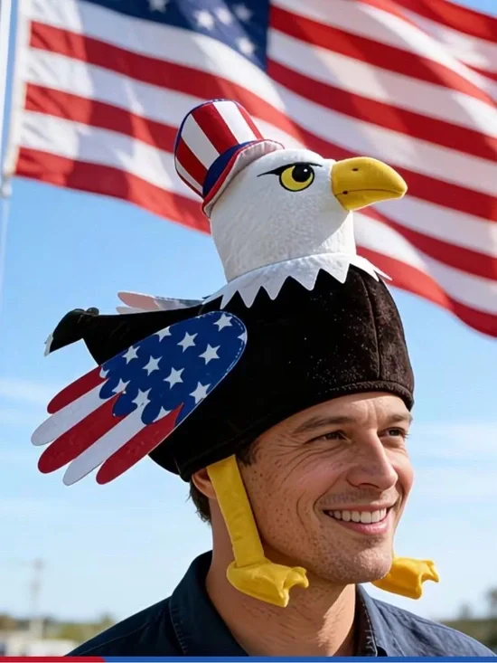 Patriotic Eagle Hat with USA Flag Wings
