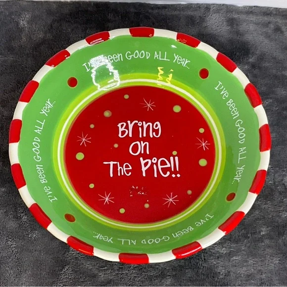 Vintage Pie Dish By Encore‎ Group 2007 Bring On The Pie Christmas Plate