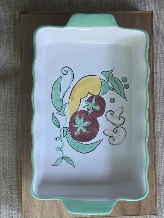 Mesa International Hand Painted Vegetable Ceramic Baking Dish Farmhouse Kitchen