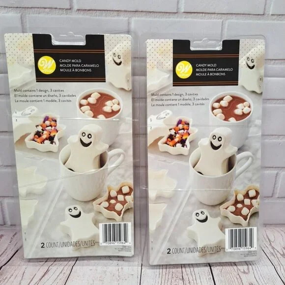 NIP Wilton Halloween3 Cavity, Ghost‎ Cocoa Bomb Candy Mold, 2 Packs-2115-0-0238