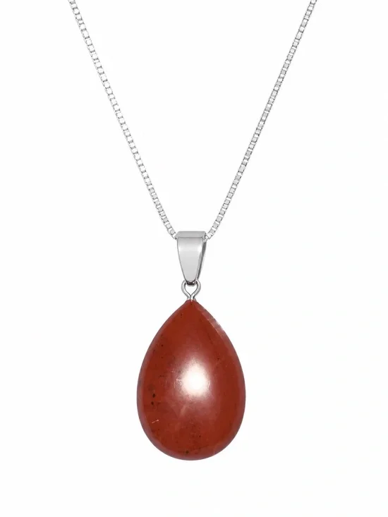 Boho hippie Red Jasper Sterling Silver 18” Necklace