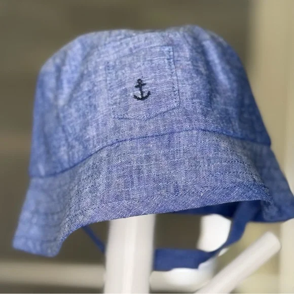 Janie and Jack Blue Anchor Bucket Hat