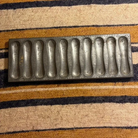 Ladyfinger Pan 12in Silver Vintage 12 Cavity Tinned Steel Baking Mold