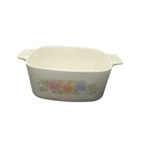 Vintage Corning Ware Summer Pansy Casserole Dish Square Baker Made in USA