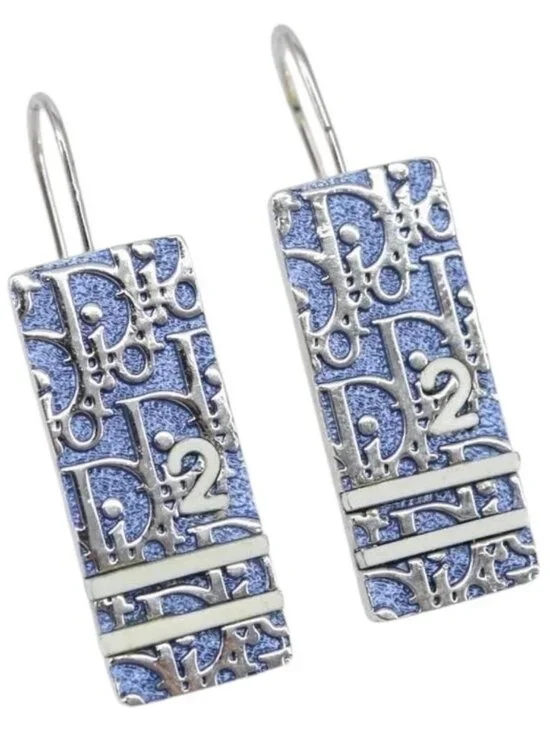 Christian Dior Pierce Earring metal Blue Auth yk20067