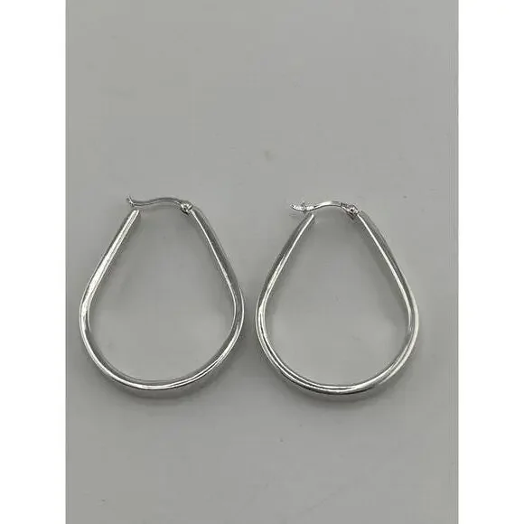 Sterling Silver‎ Teardrop Hoop Earrings Lightweight Elegant Jewelry