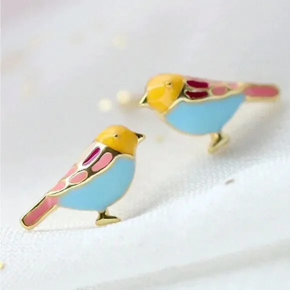Colorful Bird Enamel Earrings S945