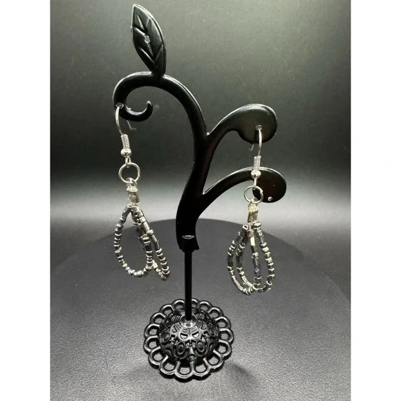 Hematite‎ Beaded Dangle Earrings