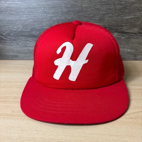Vintage H Hat‎ Cap Snap Back Youth Red Letter H Trucker 90s