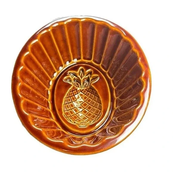 Vintage Williams Sonoma Brown Glazed Ceramic Pineapple Jello Mold
