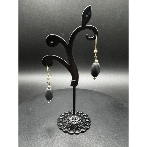 Mexico Black Obsidian‎ Dangle Earrings