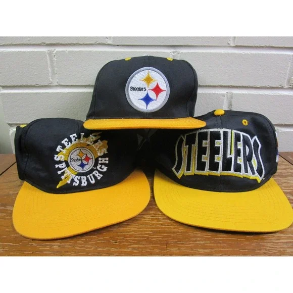 Vintage Pittsburgh‎ Steelers Hat Lot Of 3 Snap Back Youth Sized 1990's Football