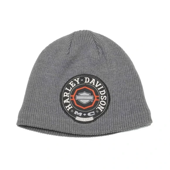 Harley-Davidson Toddler Beanie Hat Gray Orange Knit‎ 2-4T  Embroidered