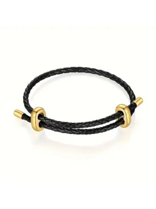New! Anthropologie Black Leather Adjustable Bracelet NWOT