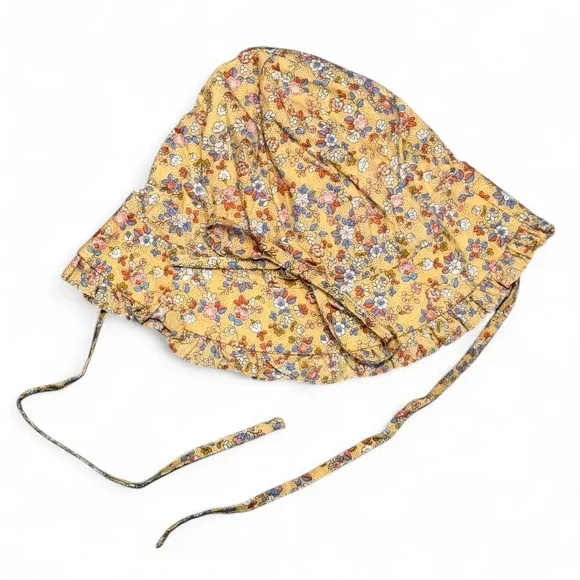 Yellow floral Toshi Baby Girl Hat size small