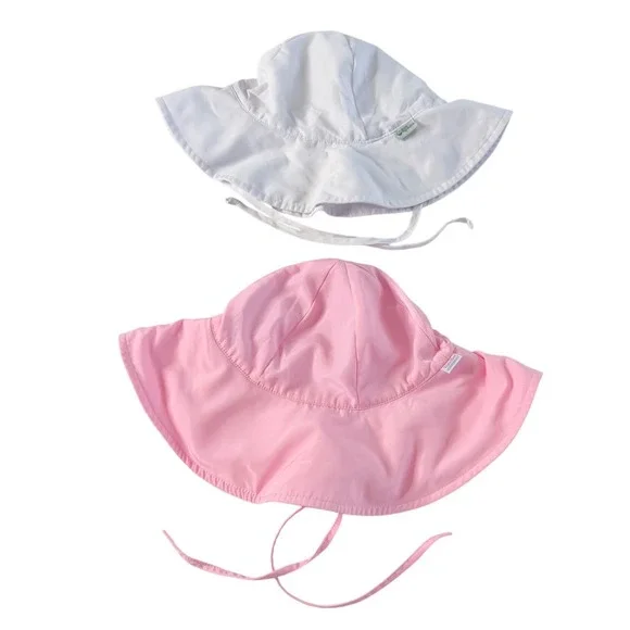 Green Sprouts RuffleButts Sun Hat Kids 2T-4T Pink White Excellent Adjustable UPF