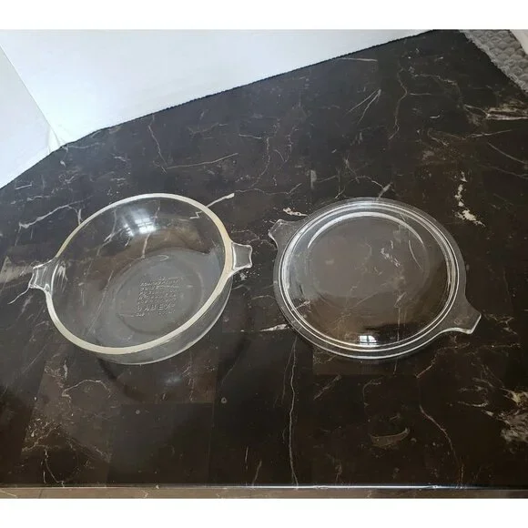 Pyrex small glass Cinderella bowl with lid  handles