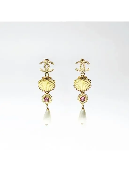 Chanel Earrings Pearl Gold-Tone Metal #246953C10B