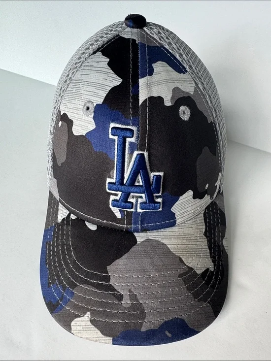 Youth New Era 39Thirty Los Angeles Dodgers Blue/Gray Camo Flex Fit Baseball Hat