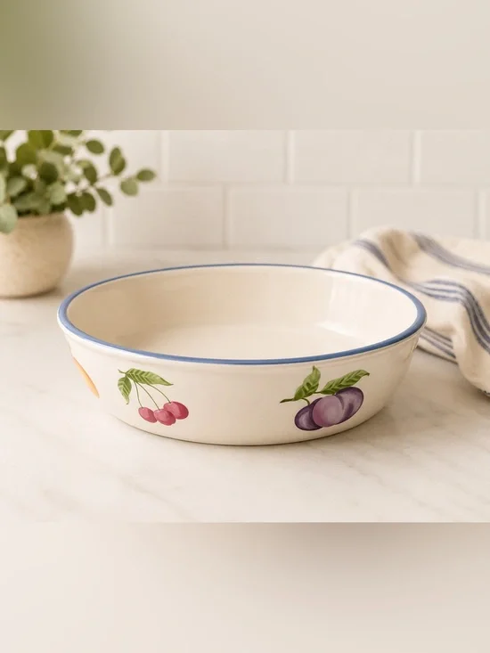 Pfaltzgraff Naturewood Oval Baker Baking Dish Fruit Stoneware 10” USA