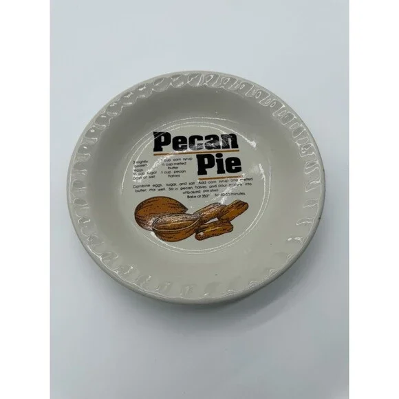 Vintage Pecan Pie Recipe Plate Dish 10”
