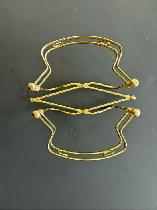 Vintage Expandable Brass Casserole Cradle Carrier- Mid Century Kitchenware