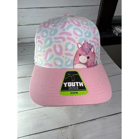 Squishmallows Lola Unicorn Youth Snapback Hat OSFM Pink NWT Kids Cap