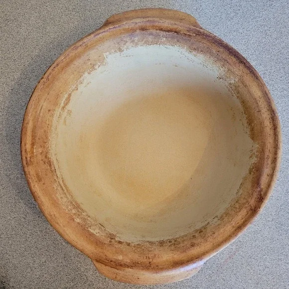 Pampered Chef Round Stoneware Baking Bowl Dish Pan Family Heritage Collection