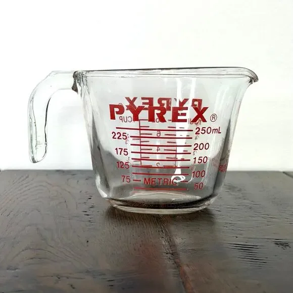 Vintage Pyrex 508 1 Cup Measuring Cup | Glass Measuring Cup with Red Lettering