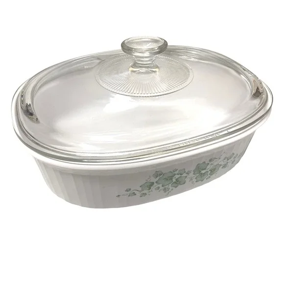 Vintage Corning Ware Callaway Ivy F-2-B 2.8L 3 Qt Oval Casserole Pyrex Lid USA