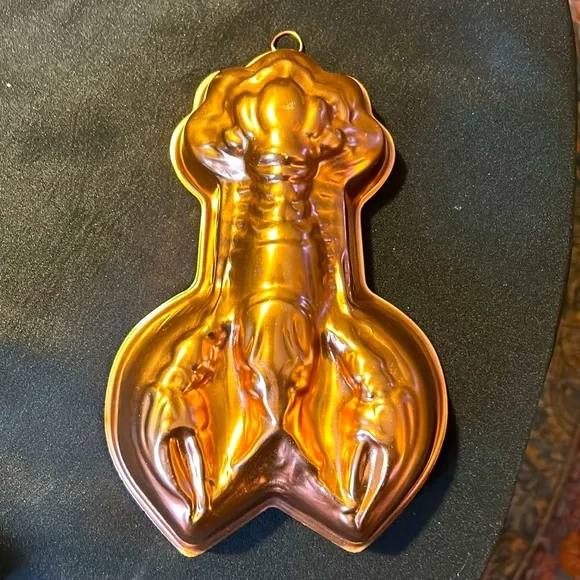 Vintage Gold Metallic Lobster Mold by Vintage