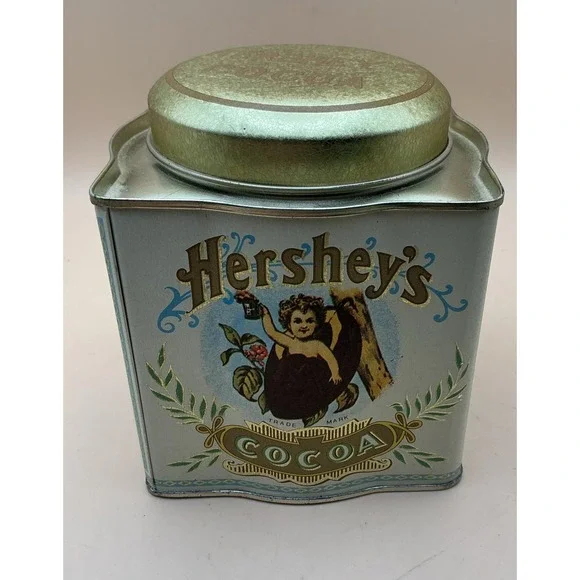 Vtg Hershey's Cocoa Advertising Tin Brown Gold Cream Bristol Ware Collectible