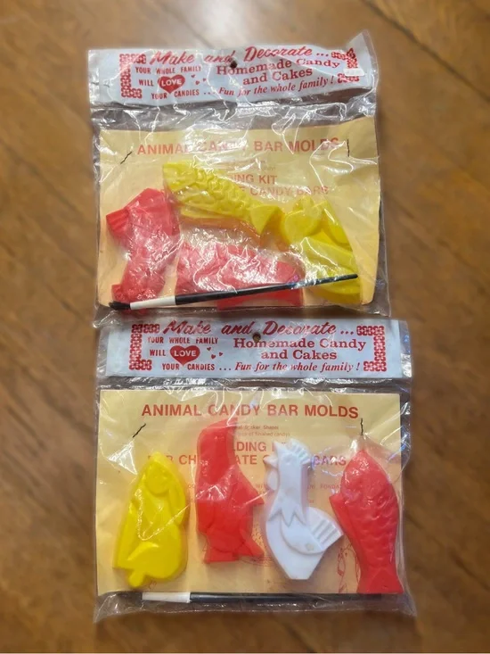Vintage Animal Candy Bar Molds - Yellow, Red, White