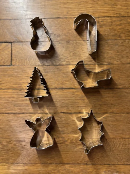 Vintage Holiday Cookie Cutter Set - Silver Metal