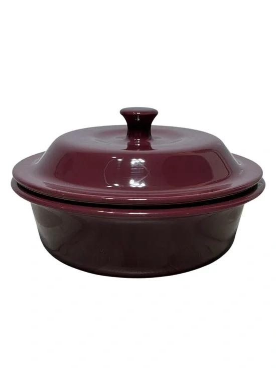 Pampered Chef 1121 Cranberry Round Covered Baker 1.5L 6-Cup Stoneware retired