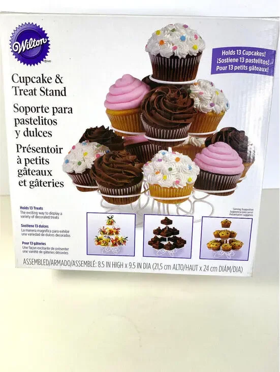 Wilton Cupcake and Treat Stand White Metal Holds 13 Cupcakes