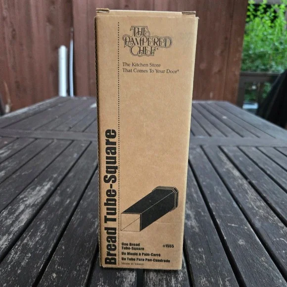 Vintage Pampered Chef Square Bread Tube 1555 Stainless Steel Baking Mold NIB