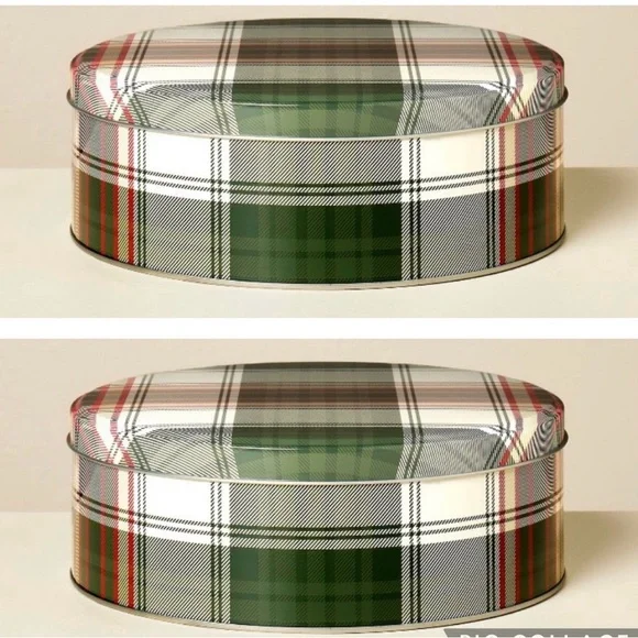 **Set of 2** Hearth & Hand Christmas Cookie Gift Tins Holiday Plaid BRAND NEW