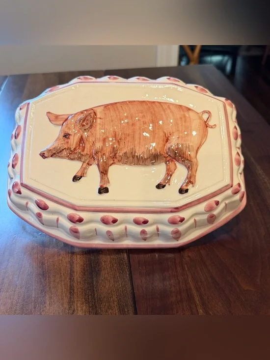 Vintage 70s Handpainted Hanging Pig Mold...Made in Italy 101/2 x 8