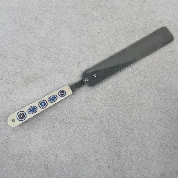 Vintage Ace Stainless Steel Icing Spatula Floral Handle Made in USA Cake Tool