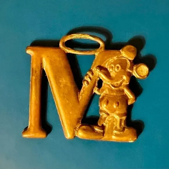 Vintage 70s 80s Leather Metal Walt Disney Mickey Mouse Key Chain Fob Pendant