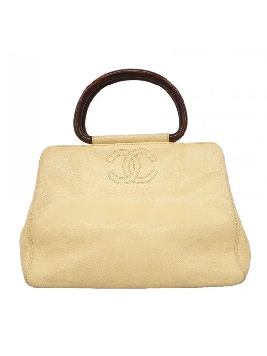 Chanel Handbag Caviar Leather Ivory Gold