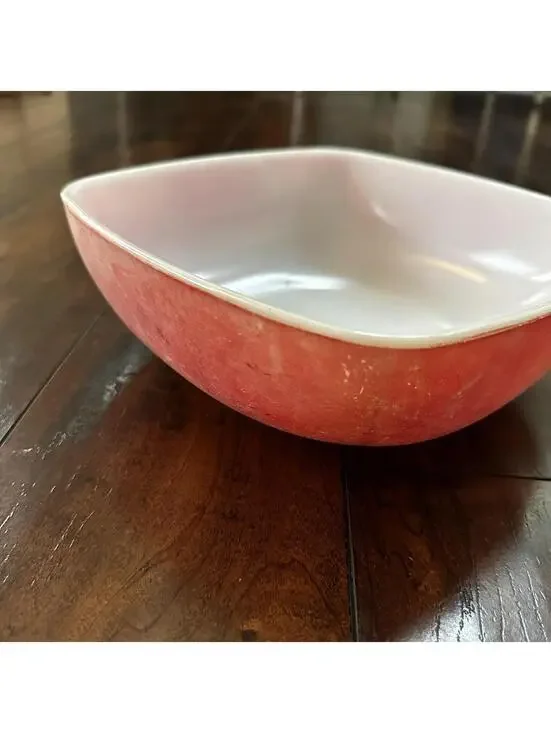 VTG RED PYREX 2.5 QT SQUARE CASSEROLE DISH 625B-025 Faded AMAZING