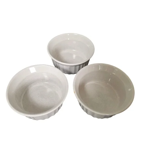 CorningWare French White Ramekin Set of 3 7oz Tableware Baking Minimalist FAIR