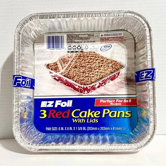 EZ Foil Reynolds 3 pk Red Star Cake Pan Lid ~8x8x2” Holiday Limited Edition NEW