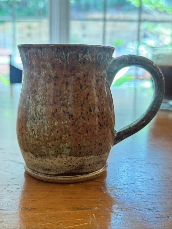 Handmade Speckled Ceramic Mug - Brown & Green