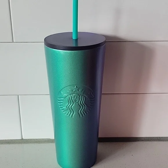 Starbucks 2019 Blue & Teal Metallic Ombre Stainless Steel 24oz Tumbler