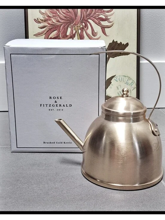 Rose & Fitzgerald Brushed Gold Kettle Crafted 18/8 Stainless 8