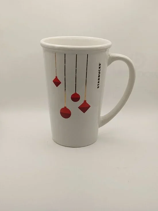 Starbucks White Coffee Mug Hanging Holiday Ornaments 21 oz