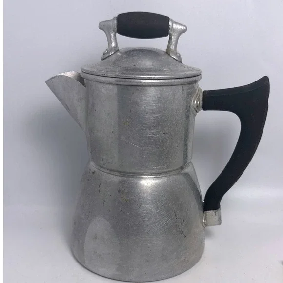 Wear-Ever Drip Coffee Pot OS Silver Good Vintage Aluminum Mid-Century USA